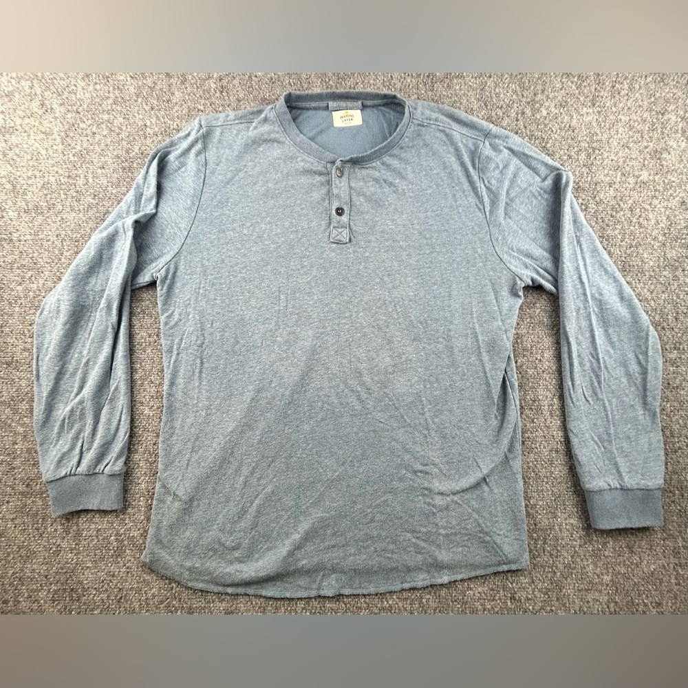 Marine Layer Double Knot Henley Long Sleeve Shirt Men's M Blue Casual Comfy